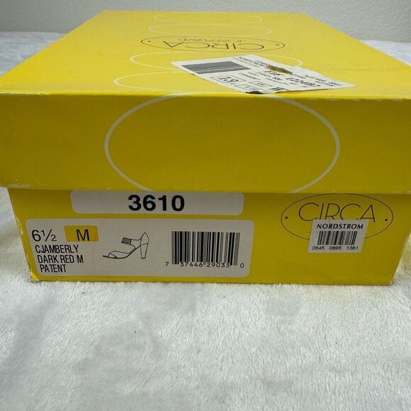 Circa Joan David Womens 6.5 Jamberly Peep Toe Strappy Heel Cranberry Red Patent - Picture 9 of 10